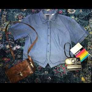 Vintage Cropped jean collar shirt